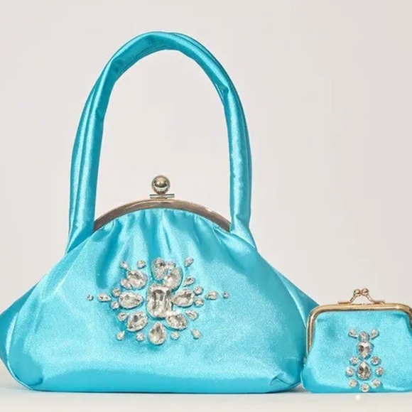 Cynthia Rowley Handbags - Cynthia Rowley Satin Rhinestone Shoulder Bag with Coin Purse